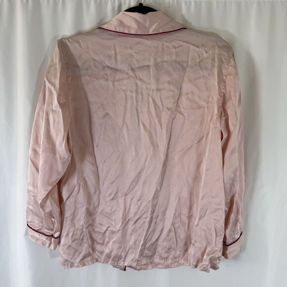 Silk Silky Sleep Top Women's Small Pink Button Up Long Sleeve 100% Silk Sleep - Picture 8 of 10